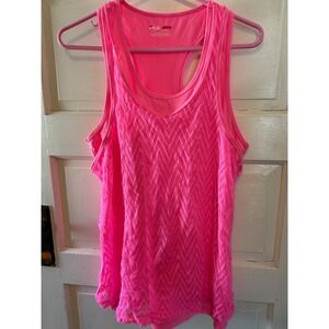 Fila Sport Women Bright Pink Chevron Lace Racerback Tank Top Athletic size Large